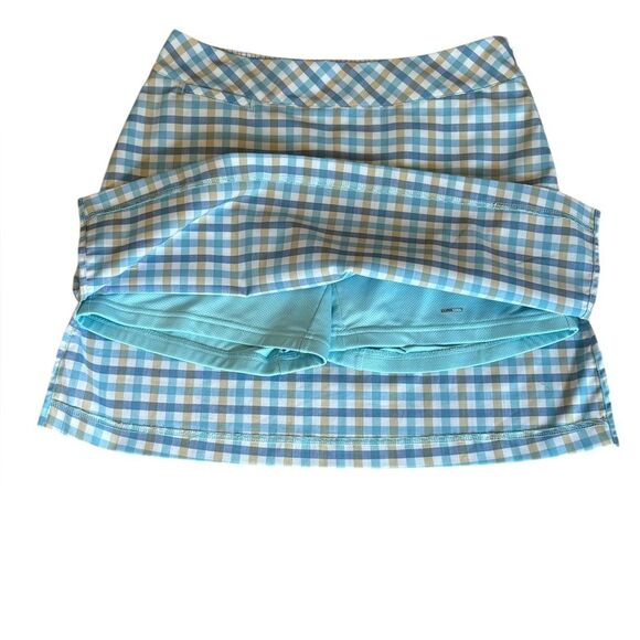 Adidas ClimaCool Golf Skirt Skort Blue White Tan Plaid Built In Shorts Woman’s 4 - Picture 3 of 11